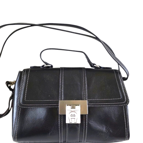 Etienne Aigner Handbags - Etienne Aigner Vintage Rare Leather Classic Black Satchel & Crossbody